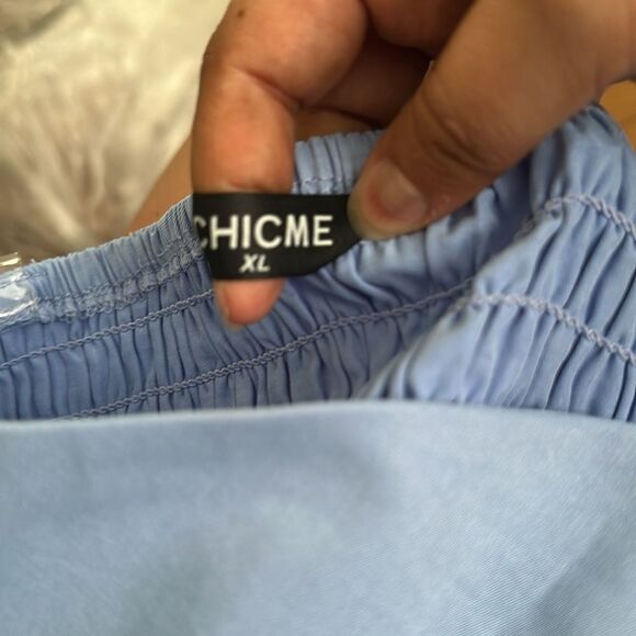 NIP Light Blue Strapless Smocked Top With Wide Leg Pant Set Size M - Picture 4 of 6